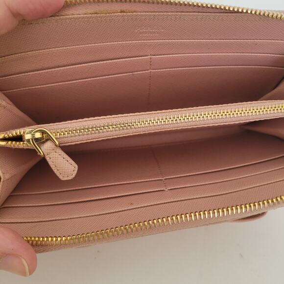 PRADA Saffiano Fiocco Orchidea Wallet Clutch Large Light Pink Zip Around Bow Box - Picture 5 of 13